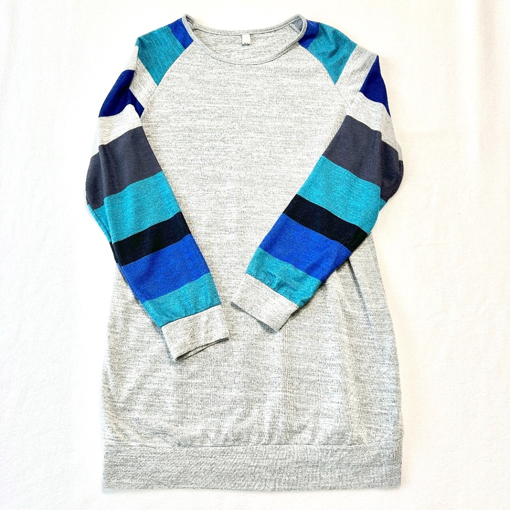 Women's Gradient Stripe Tunic Sweater Gray & Blue Size XL